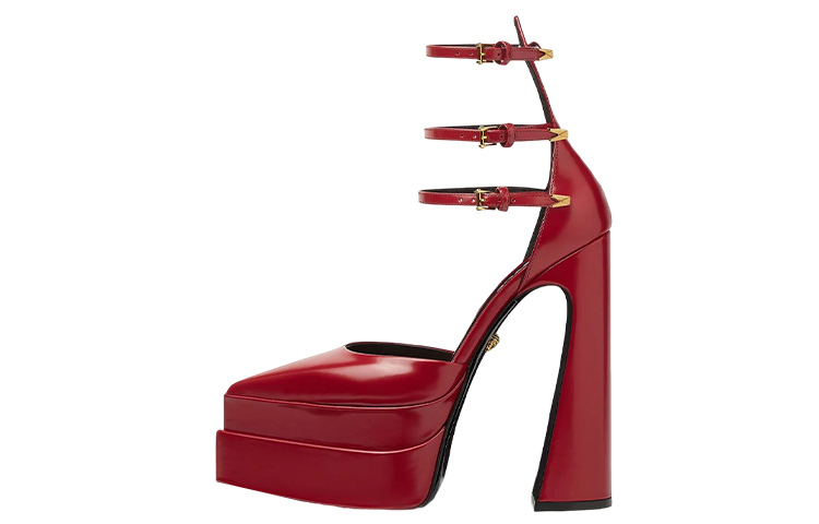 (W) Versace Leather High Heel 'Red'