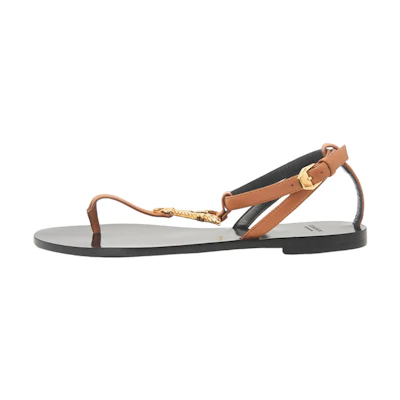 (W) Versace Leather Logo Brown Black 'Fashion Thong Sandals'
