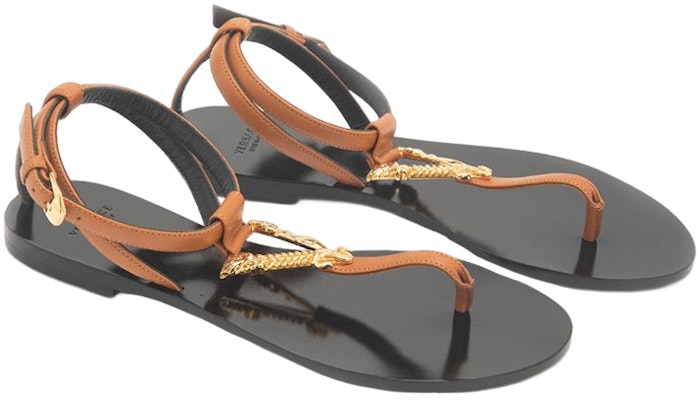 (W) Sandalias de Piel Versace Logo Marrón Negro 'Fashion Thong'. DST211C-DVT2P_K2KOH Order (W) Sandalias de Piel Versace Logo Marrón Negro 'Fashion Thong'. DST211C-DVT2P_K2KOH