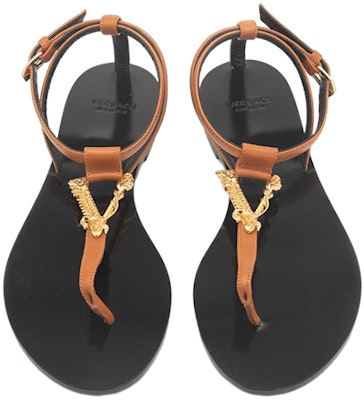 (W) Sandalias de Piel Versace Logo Marrón Negro 'Fashion Thong'. DST211C-DVT2P_K2KOH Shop (W) Sandalias de Piel Versace Logo Marrón Negro 'Fashion Thong'. DST211C-DVT2P_K2KOH