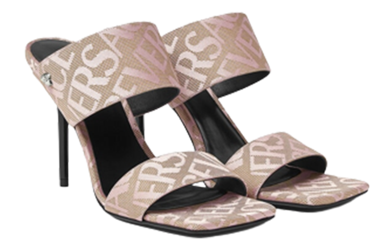 Shop (W) Versace Kulit Peep-Toe Slide 'Pink' 1011720-1A07931_2N77P