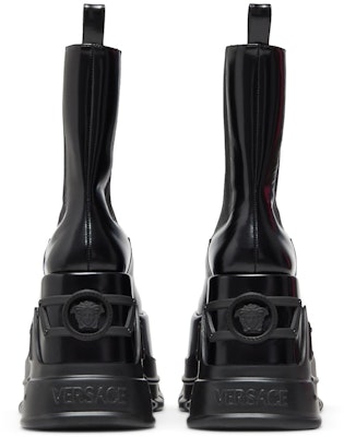 (W) Versace Sepatu Boot Platform Kulit 'Hitam' 1008871-DVT51-1B000 Details for (W) Versace Sepatu Boot Platform Kulit 'Hitam' 1008871-DVT51-1B000