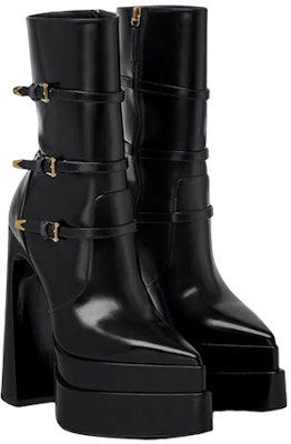 范思哲 VERSACE 皮革 厚底搭扣 短靴 16公分 女款 黑色 Order 范思哲 VERSACE 皮革 厚底搭扣 短靴 16公分 女款 黑色