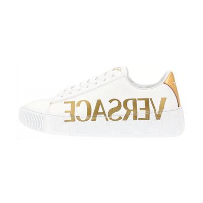 (W) Versace Leather Platform Low-Top 'White Gold'