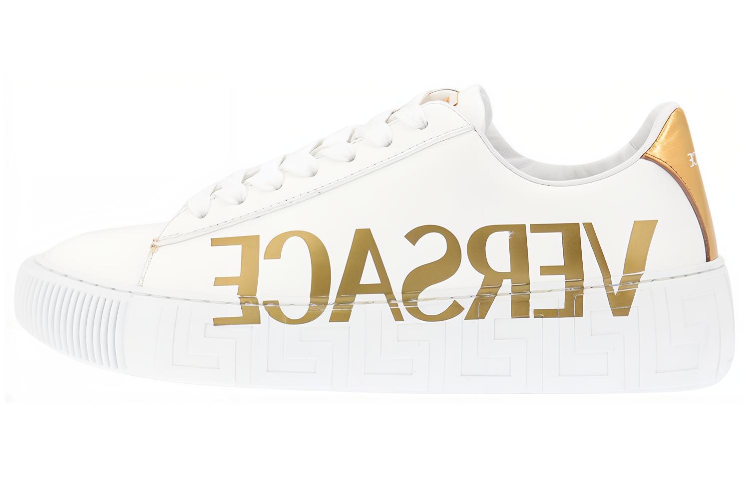 (Women) Versace Leather Platform Low-Top 'White Gold' 1004184-1A06574_2W110