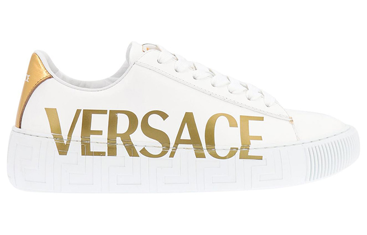 Order (W) Versace Kulit Platform Rendah 'Putih Emas' 1004184-1A06574_2W110