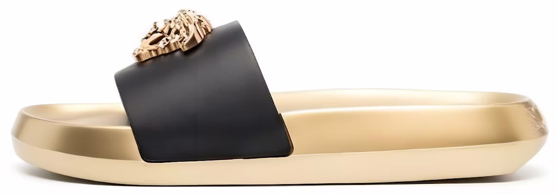 VERSACE范思哲 皮革 柔軟舒適厚底 一字拖鞋 女款 黑金 Buy VERSACE范思哲 皮革 柔軟舒適厚底 一字拖鞋 女款 黑金
