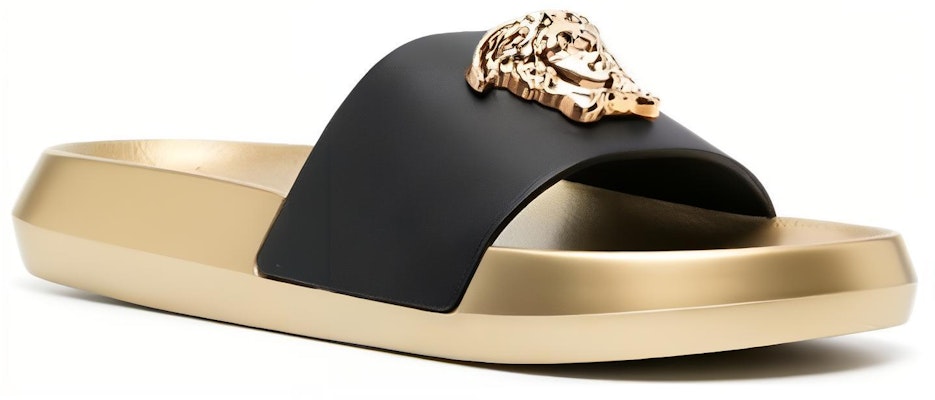 VERSACE范思哲 皮革 柔軟舒適厚底 一字拖鞋 女款 黑金 Lookbook VERSACE范思哲 皮革 柔軟舒適厚底 一字拖鞋 女款 黑金