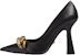 (Women) Versace Leather Pointed-Toe Chain-Embellished Block Heel 'Black' 1003733-DVT2P_1B00V