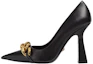 Buy (W) Versace Leren Puntneus Chain-Detail Blokhak ''Zwart'' 1003733-DVT2P_1B00V