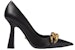 (Women) Versace Leather Pointed-Toe Chain-Embellished Block Heel 'Black' 1003733-DVT2P_1B00V