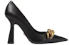 Order (W) Versace Leren Puntneus Chain-Detail Blokhak ''Zwart'' 1003733-DVT2P_1B00V