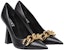 (Women) Versace Leather Pointed-Toe Chain-Embellished Block Heel 'Black' 1003733-DVT2P_1B00V