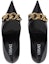 Shop (Women) Versace Leather Pointed-Toe Chain-Embellished Block Heel 'Black' 1003733-DVT2P_1B00V