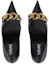 Shop (W) Versace Leren Puntneus Chain-Detail Blokhak ''Zwart'' 1003733-DVT2P_1B00V