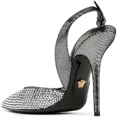 (W) Versace Slingback Stiletto Kulit Hujung Runcing 'Perak' DST561P-1A02768_1E01V Shop (W) Versace Slingback Stiletto Kulit Hujung Runcing 'Perak' DST561P-1A02768_1E01V