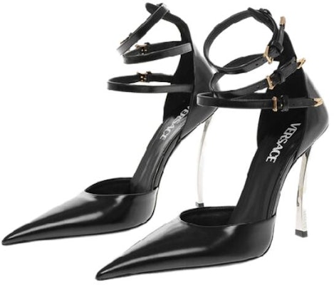 (Women) Versace Leather Pointed Toe Buckle Stiletto Heels 'Black' 1007256-DVT51_1B00L Purchase (Women) Versace Leather Pointed Toe Buckle Stiletto Heels 'Black' 1007256-DVT51_1B00L