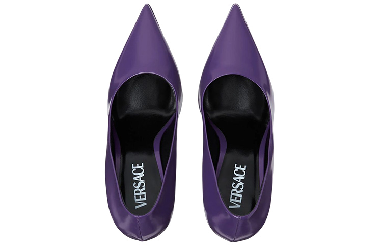(W) Versace Leather Pointed Toe Chunky Heel 'Purple' 圖 3