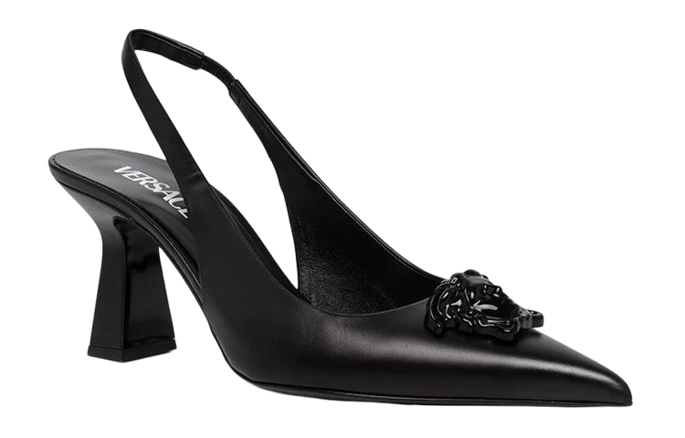 Order (W) Sandalias de Piel de Punta Fina Versace 'Negras' 1002388-DVT2P_1B090