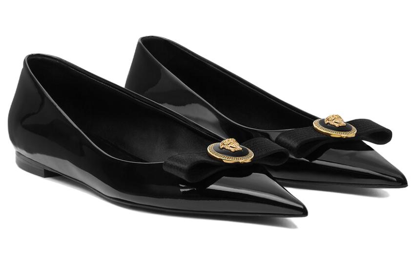 (W) Versace Leather Pointed Toe Slip-On 'Black' 圖 3
