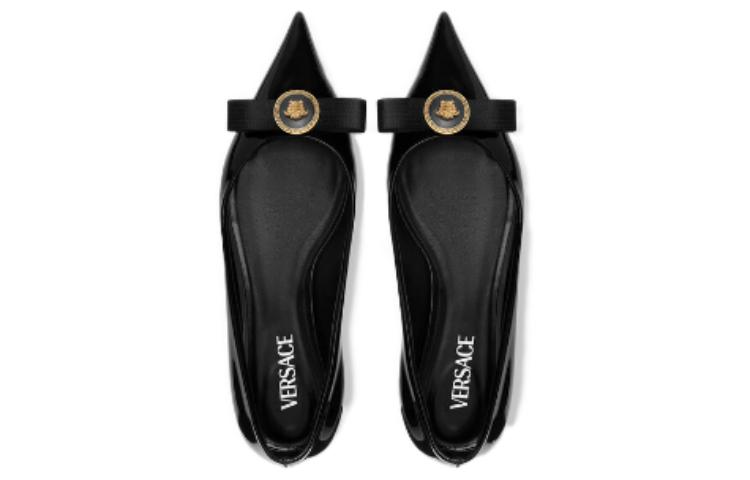 (W) Versace Leather Pointed Toe Slip-On 'Black' 圖 4