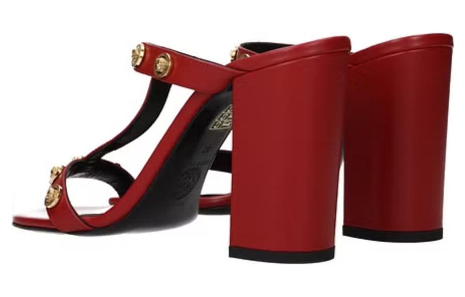 (W) Versace Leather Round-Toe Slide Sandal 'Red' 圖 3