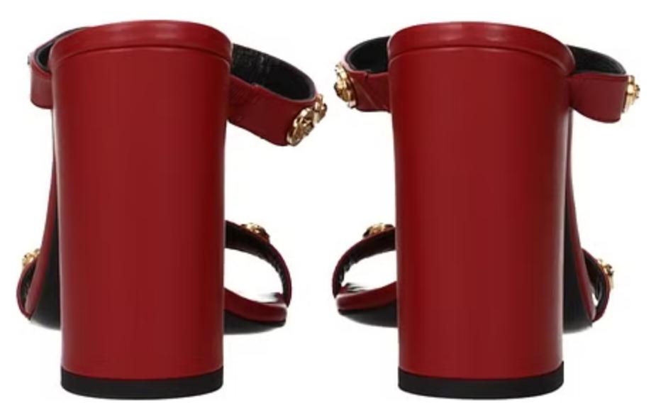 (W) Versace Leather Round-Toe Slide Sandal 'Red' 圖 4