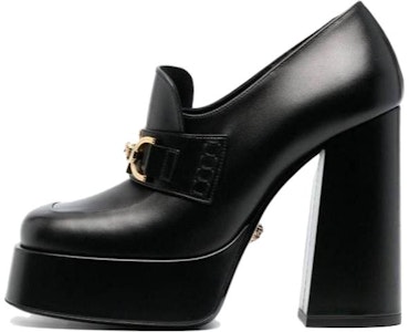 VERSACE范思哲 皮革 圓頭套腳 粗跟 高筒鞋 13cm 女款 黑色 Buy VERSACE范思哲 皮革 圓頭套腳 粗跟 高筒鞋 13cm 女款 黑色