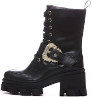 (Women) Versace Leather Round-Toe Lace-Up Boots 'Black' 75VA3S8671570899 (Women) Versace Leather Round-Toe Lace-Up Boots 'Black' 75VA3S8671570899