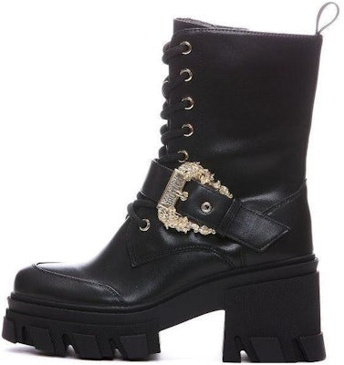 (Women) Versace Leather Round-Toe Lace-Up Boots 'Black' 75VA3S8671570899 Buy (Women) Versace Leather Round-Toe Lace-Up Boots 'Black' 75VA3S8671570899