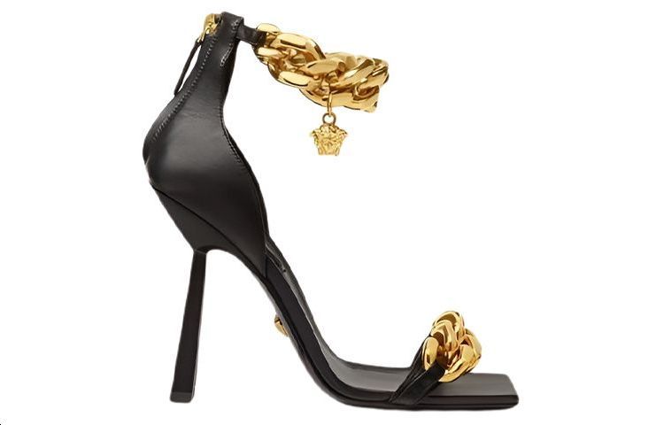 Order (W) 范思哲黑色皮革凉鞋 DST568P-DNA32_KVO41