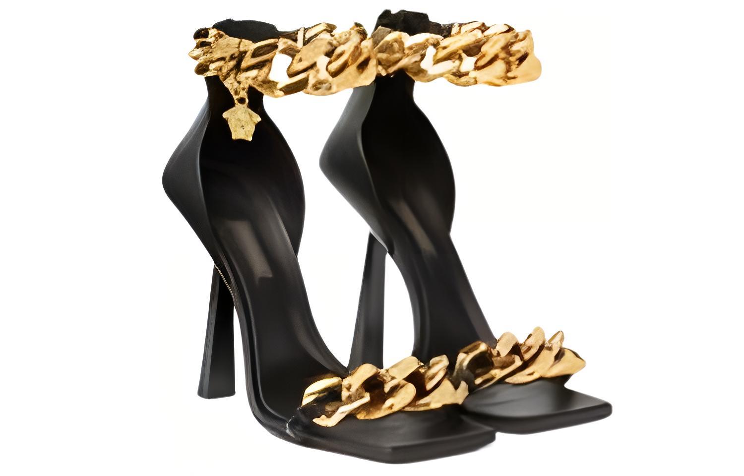 Lookbook (W) 范思哲黑色皮革凉鞋 DST568P-DNA32_KVO41