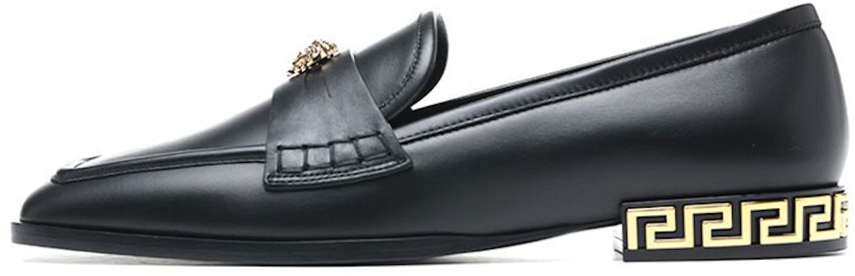 (W) ヴェルサーチ レザー スクエアトゥ ローファー (黒) 1003586-DVT2P_1B00V Buy (W) ヴェルサーチ レザー スクエアトゥ ローファー (黒) 1003586-DVT2P_1B00V