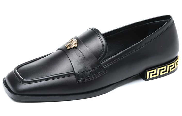 (W) Versace Leather Square-Toe Loafer 'Black' 圖 2