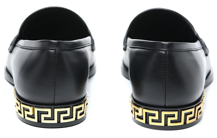 (W) Versace Leather Square-Toe Loafer 'Black' 圖 4