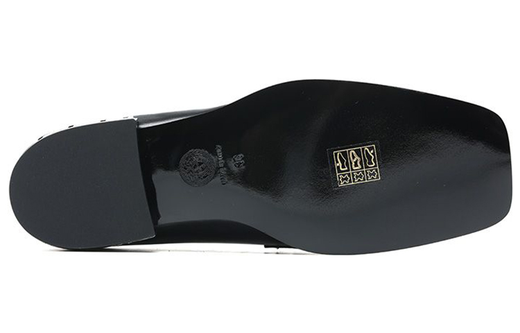 (W) Versace Leather Square-Toe Loafer 'Black' 圖 5