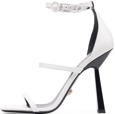 (Women) Versace Leather Stiletto Buckle Sandal 'Black and White' 1004674-1A03425-1W040 Buy (Women) Versace Leather Stiletto Buckle Sandal 'Black and White' 1004674-1A03425-1W040