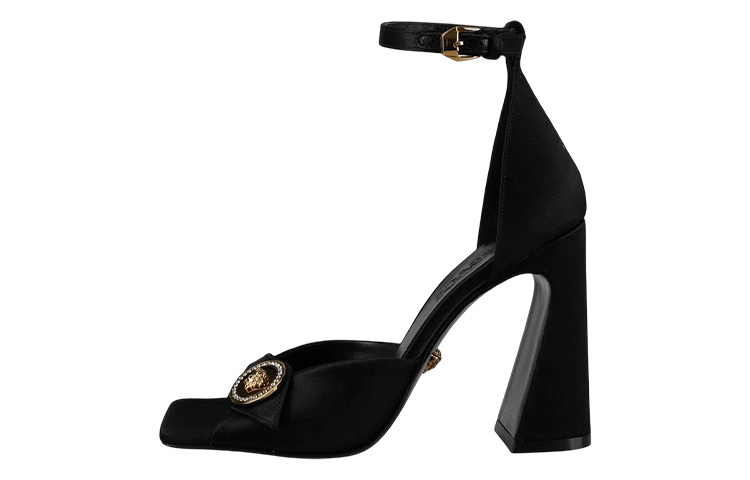 (W) Versace Leather Toe Loop Buckle Slide 'Black'