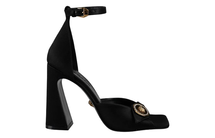 (W) Versace Leather Toe Loop Buckle Slide 'Black' 圖 3