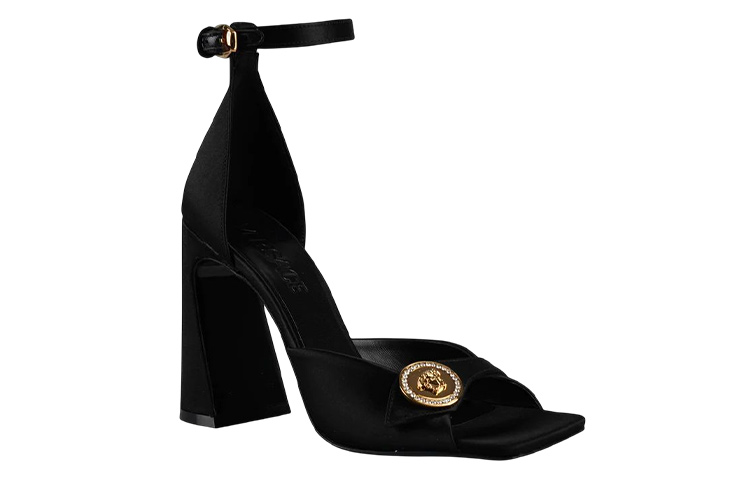 (W) Versace Leather Toe Loop Buckle Slide 'Black' 圖 4
