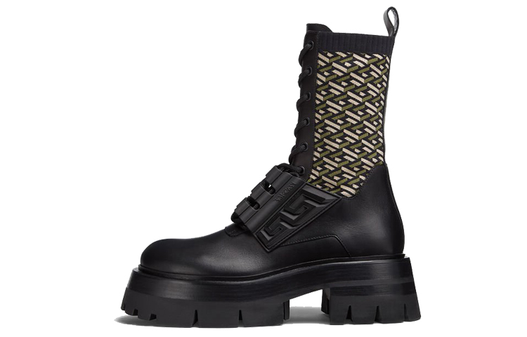 (Women) Versace Leonidas Leather 'Black Motorcycle Boot' 1001812-1A01594_5B150