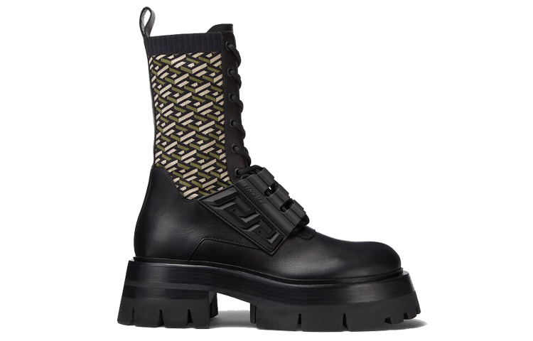 Order (W) Versace Leonidas Bota de Cuero Negra para Moto. 1001812-1A01594_5B150