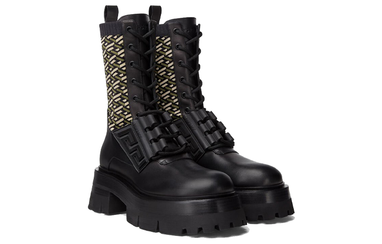 Lookbook (W) Versace Leonidas Bota de Cuero Negra para Moto. 1001812-1A01594_5B150