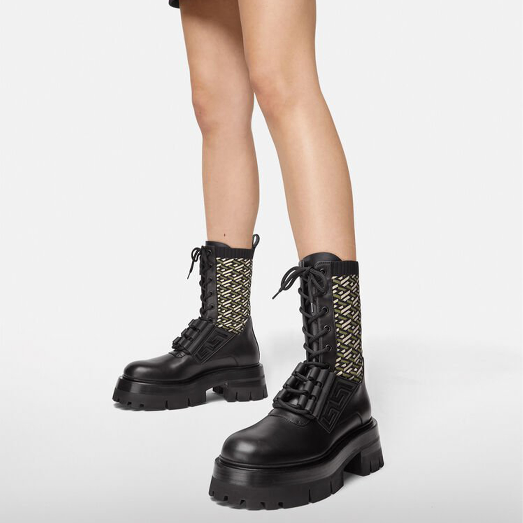 Shop (Women) Versace Leonidas Leather 'Black Motorcycle Boot' 1001812-1A01594_5B150