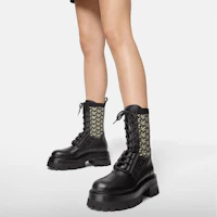 Shop VERSACE 范思哲 Leonidas 皮革保暖耐磨增高機車馬丁靴 女款 黑色