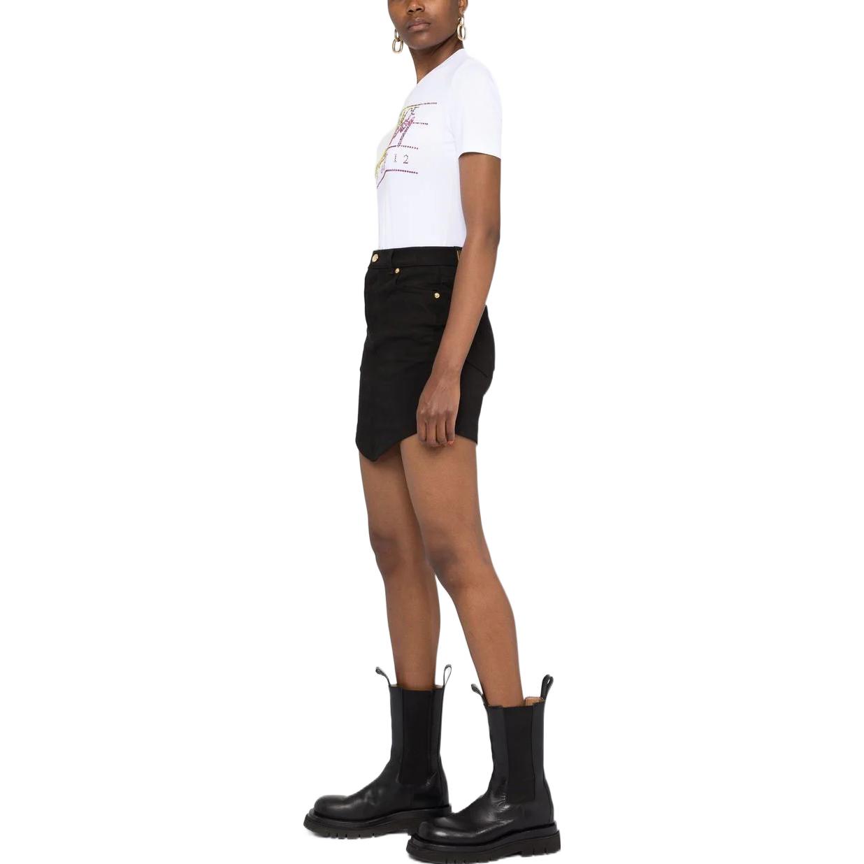 (Women) VERSACE Letter Crystal Embellished Casual Crewneck T-Shirt White (FW22) . 1006307-1A00769-2W070 圖 5