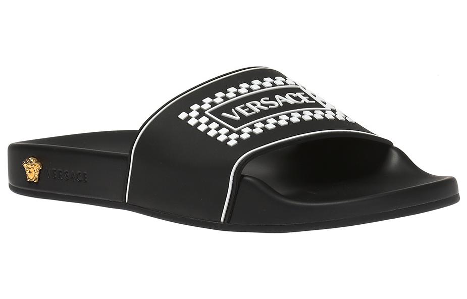 (W) Versace Logo Pool Slide 'Black Checkerboard' 圖 2