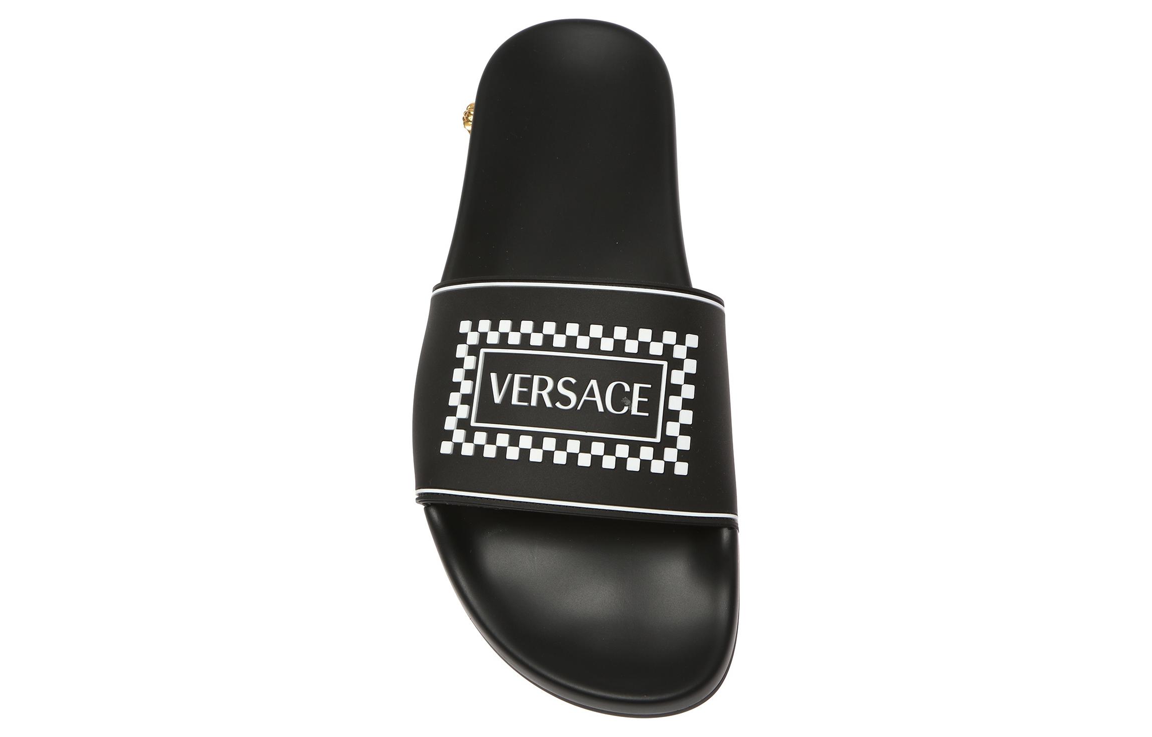 (W) Versace Logo Pool Slide 'Black Checkerboard' 圖 3