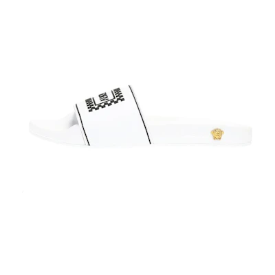 (W) Versace Logo Pool Slide 'White Checkerboard'
