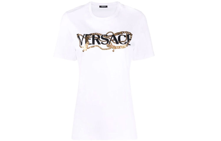 (Women) Versace Logo Print Crew Neck Short Sleeve T-Shirt Women White SS22 1004153-1A02991-2W070 圖 2